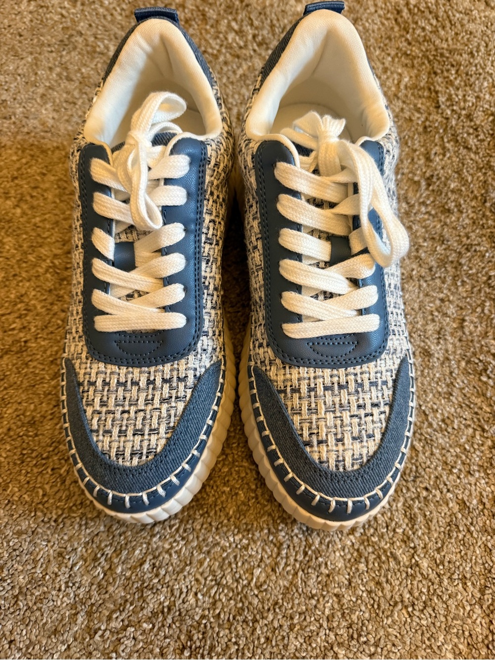 Universal Thread Navy and White Woven-Texture Sneakers